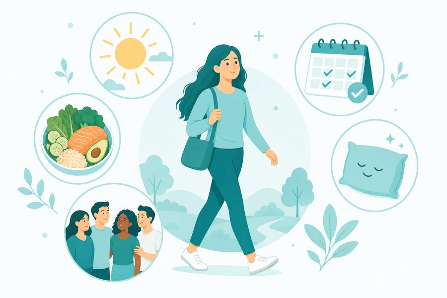 Illustration showing a person living well with UC