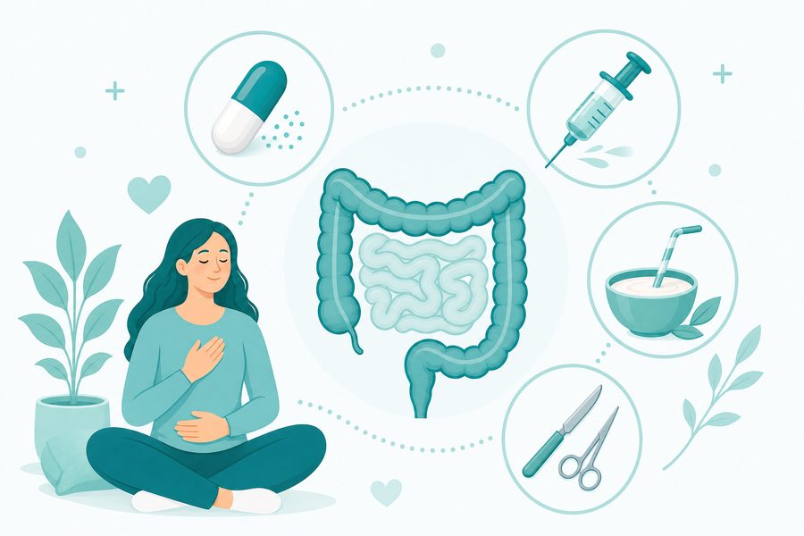 Illustration showing Crohn's treatment approaches