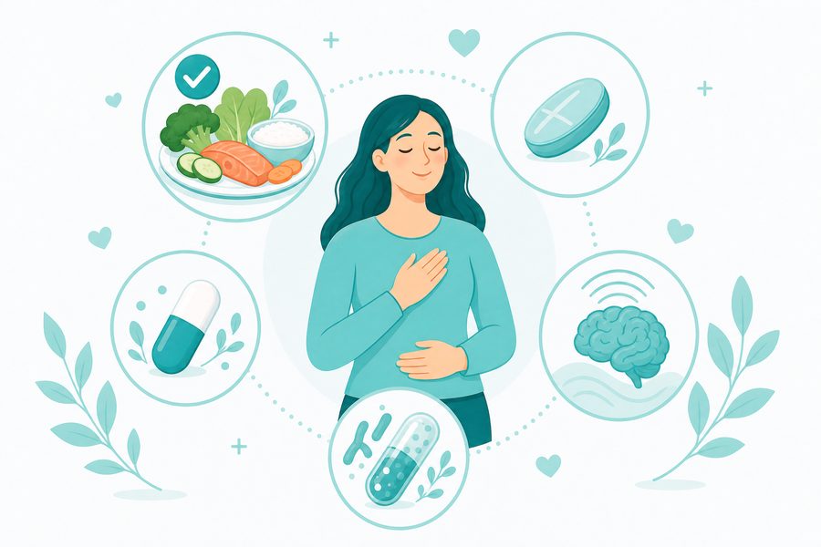 Illustration showing IBS treatment approaches